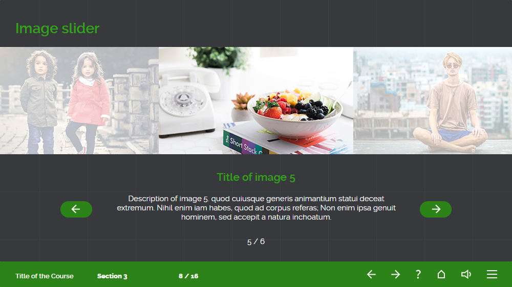 Lectora Template Set Dark Info contains 18 Templates E learning